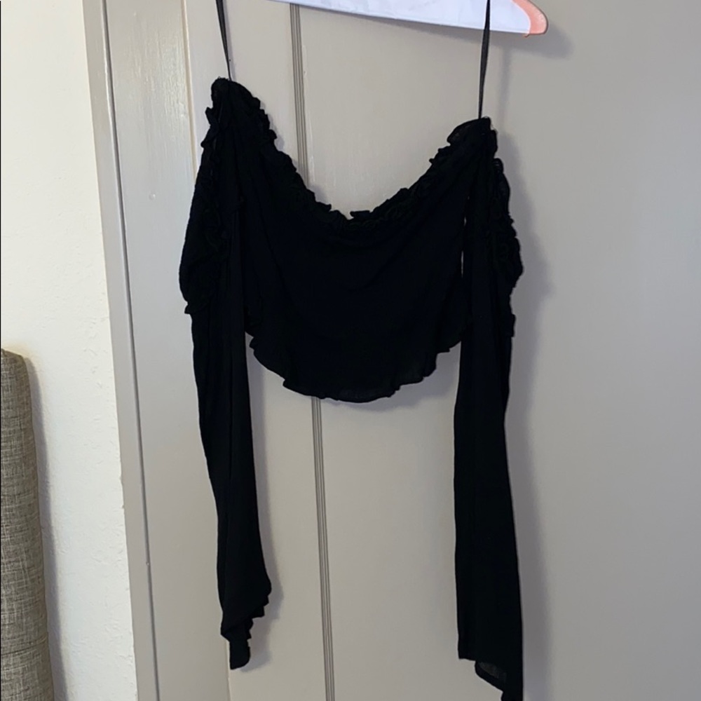 Black off the shoulder crop top